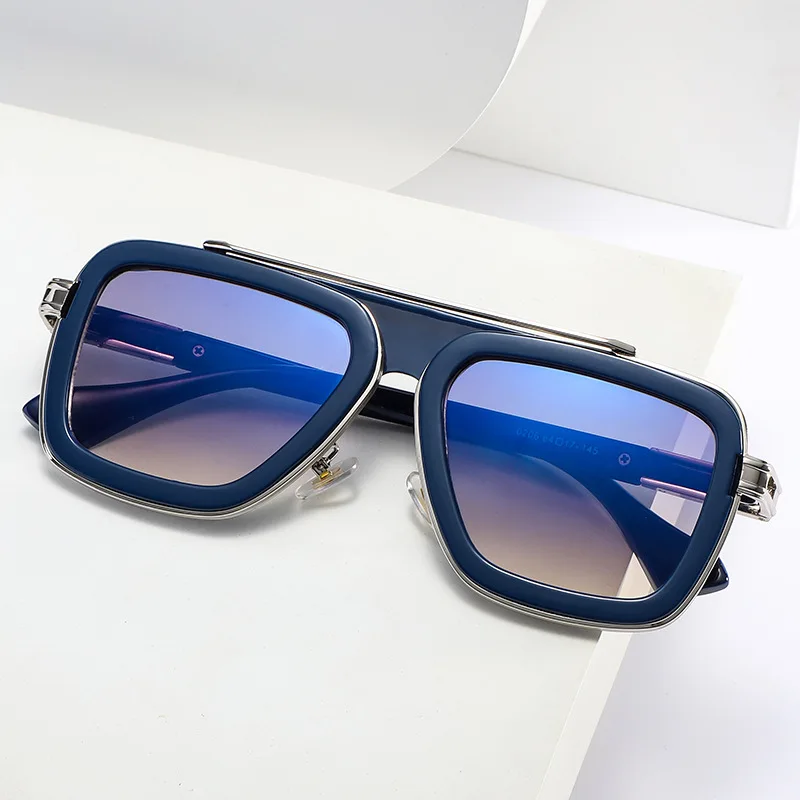 European and American retro square frame sunglasses men fashion punk sunglasses women ins style metal sunglasses