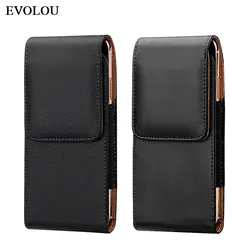 Universal Leather Pouch for iphone 13 12 Pro 11 XR Belt Clip Flip Cover Waist Phone Bag for iphone 12 XS 6S 7 8 Mobile Holster