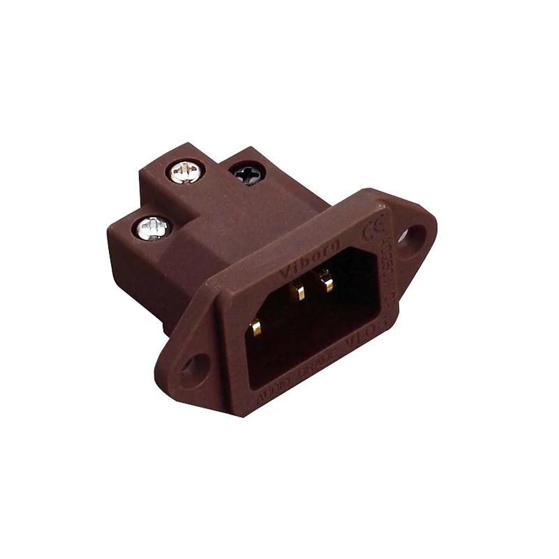 

Viborg Pcs Brown Audio Grade VI06CG Pure Copper Gold Plated IEC Inlet Plug AC 250V 15A Power Socket