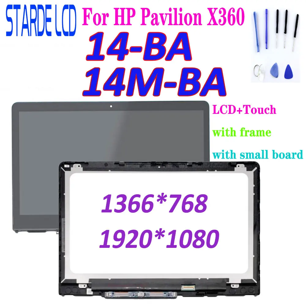 

14" Original For HP Pavilion X360 14-BA 14M-BA LCD Display Touch Screen Digitizer LCD Assembly with Frame and Small Board