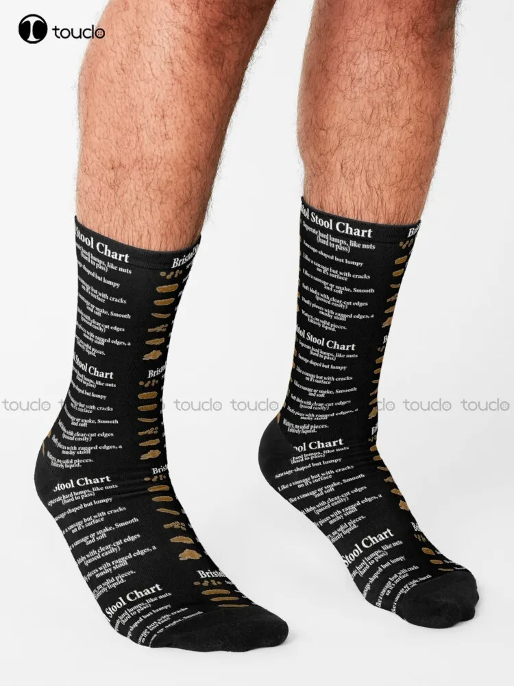 Bristol Stool Chart In White Writing Black Background Socks Mens Socks Size Personalized Custom Unisex Adult Teen Youth Socks