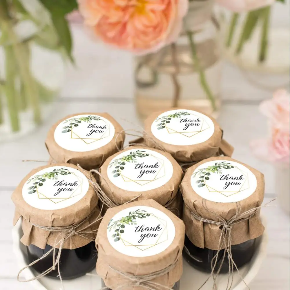 500 pçs folha verde flor obrigado você adesivos para o presente selo etiqueta festa de casamento decoração adesivos scrapbooking artesanal adesivos