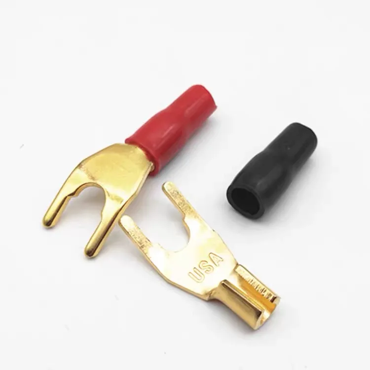 4 قطعة مطلية بالذهب النحاس قابس موزي 8.4 مللي متر U/Y نوع عالية الجودة موصل المتكلم سلك موصل مع البلاستيك مقبض