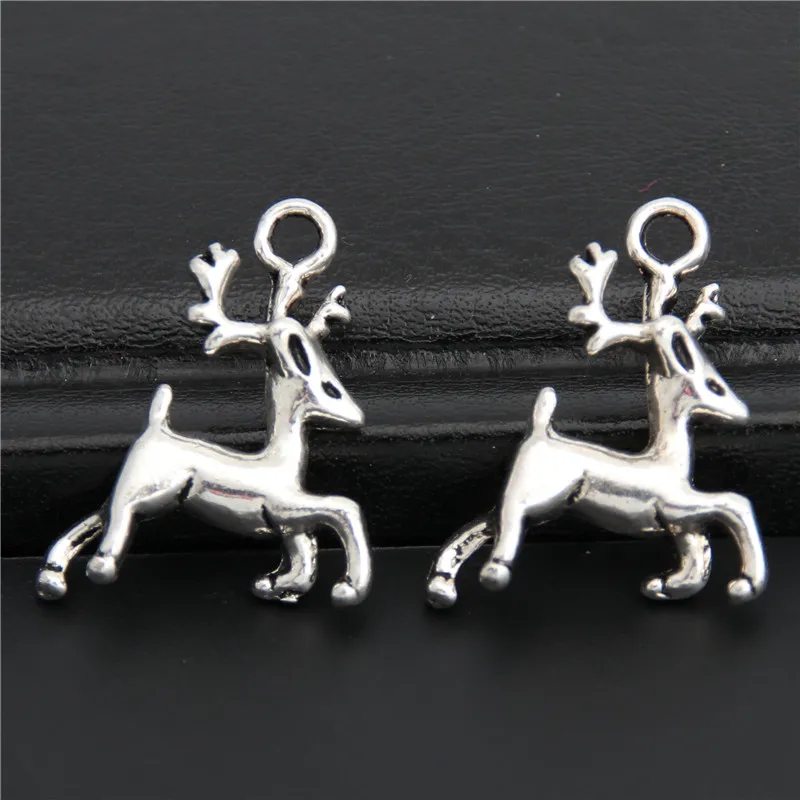 25pcs Charms Sika Christmas Deer Silver Color Pendant For Jewelry Making DIY Craft Handmade Accessorie