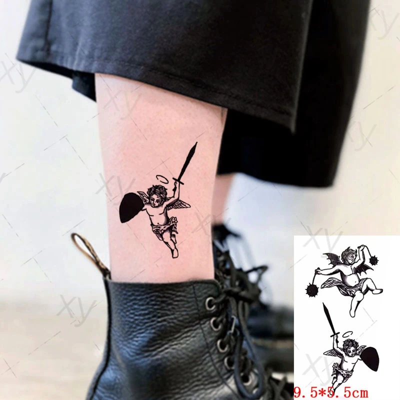 Waterproof Temporary Tattoo Sticker Cute Angel Wing Sword Element Small Size The Body Art Flash Tatoo Fake Tatto for Woman Men