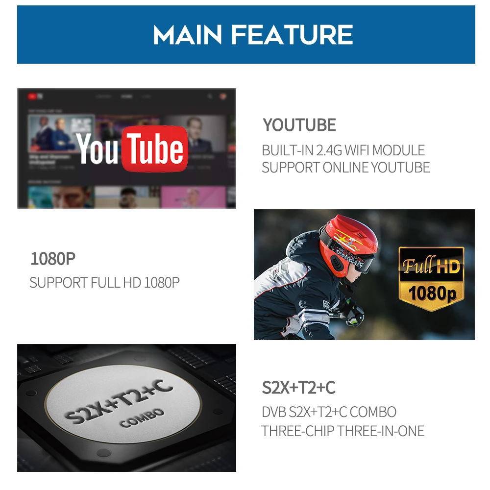 GTMEDIA V8 Turbo DVB-S2/T2/Cable/J. 83b спутниковый ресивер, WIFI,H.265, поддержка разъема для карт CA, Youtube,multi-room,TDT HD Spain