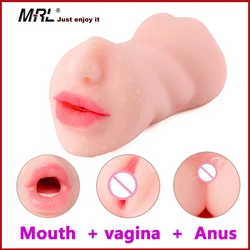 Masturbador masculino con Vagina y ano grandes y tres agujeros, juguete de sexo Oral, Artificial, masturbador Masculino