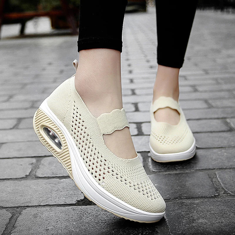 STRONGSHEN  Summer Fashion Women Flat Platform Shoes Woman Breathable Mesh Casual Shoes Moccasin Zapatos Mujer Ladies Boat Shoes