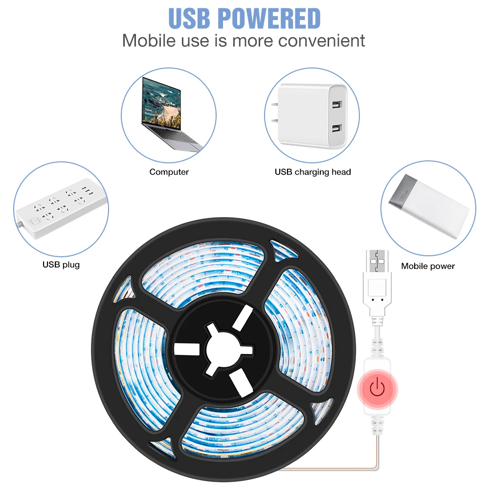 USB 5V Touch Dimming Plant Grow Lamp LED Full Spectrum Flower Hydroponics Growth Light Strip 0.5M 1M 2M 3M Greenhouse Phyto Lamp