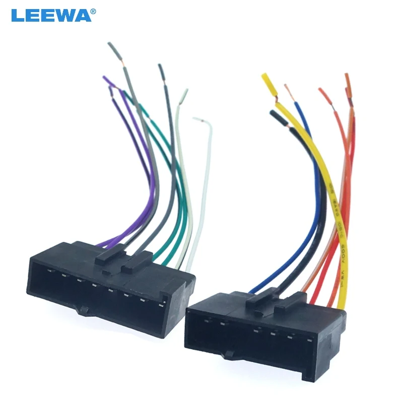 LEEWA 10set Car Radio Audio Stereo Interface Wire Harness for Ford Mondeo 1987-1993 Mustang Wire Cable #CA2957