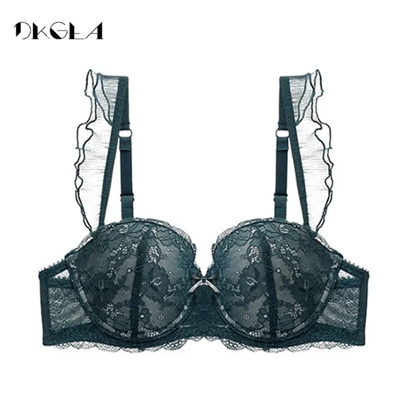 Nuovo Top Raccogliere Reggiseno Sexy Del Merletto Del Ricamo Della Biancheria Verde Bra E Pellicole Per Cofano siere Profondo Scollo A V Push Up Bra