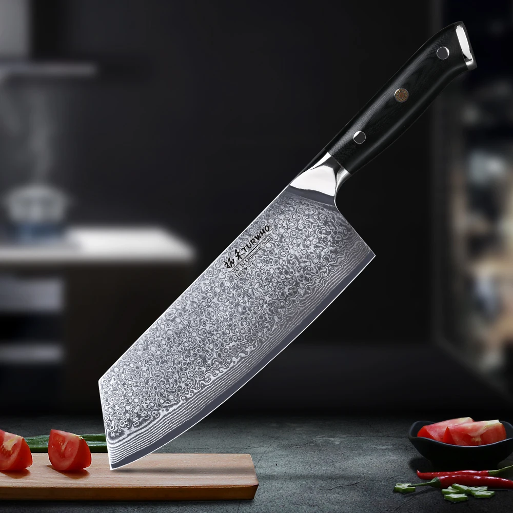 

TURWHO 7.5 '' Professional Cleaver Butcher Knife Japanese Damascus Steel knife Very Sharp Chopping Knife Kitchen Cook Chef Knife