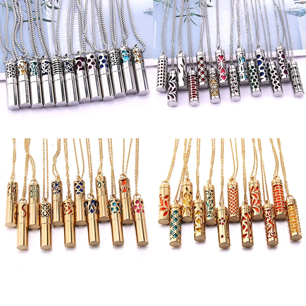 Mixed Aromatherapy Diffuser Necklace 316L Stainless Steel Locket Perfume Essential Oil Diffuser Pendant Necklace Aroma Jewelry