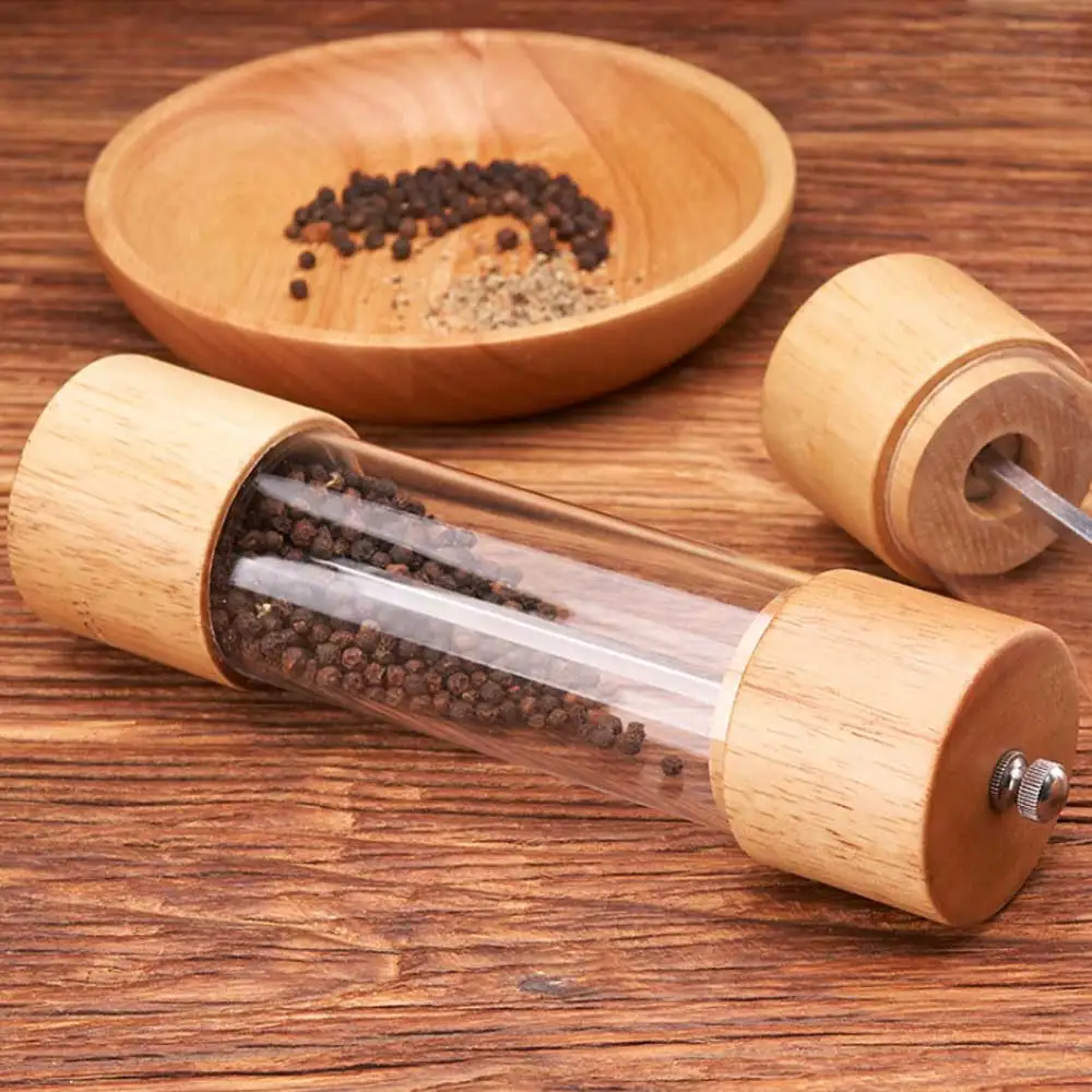 Manual Pepper Mill Rinder Shaker Acrylic Transparent Salt Grinder Containers Grain Kitchen Creativity Tools Moedor De Pimenta