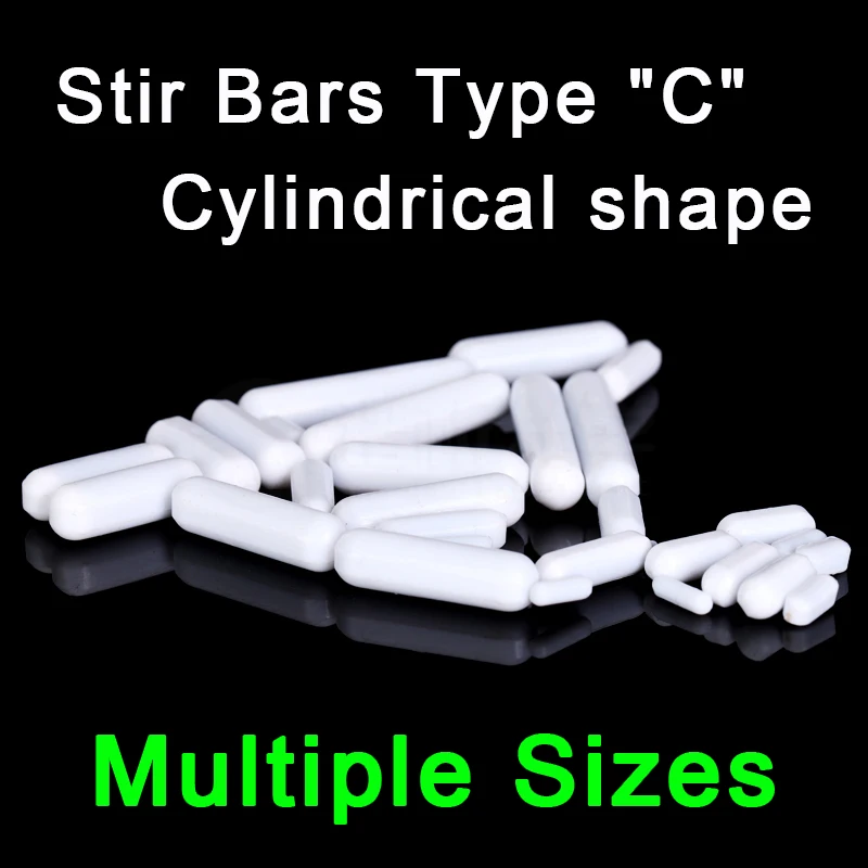 PTFE Magnetic Stirrer Bar Cylindrical Stir bar Type-C Magneton Laboratory Chemical Stirring Bars Mixer White Spin Bars , 10pcs