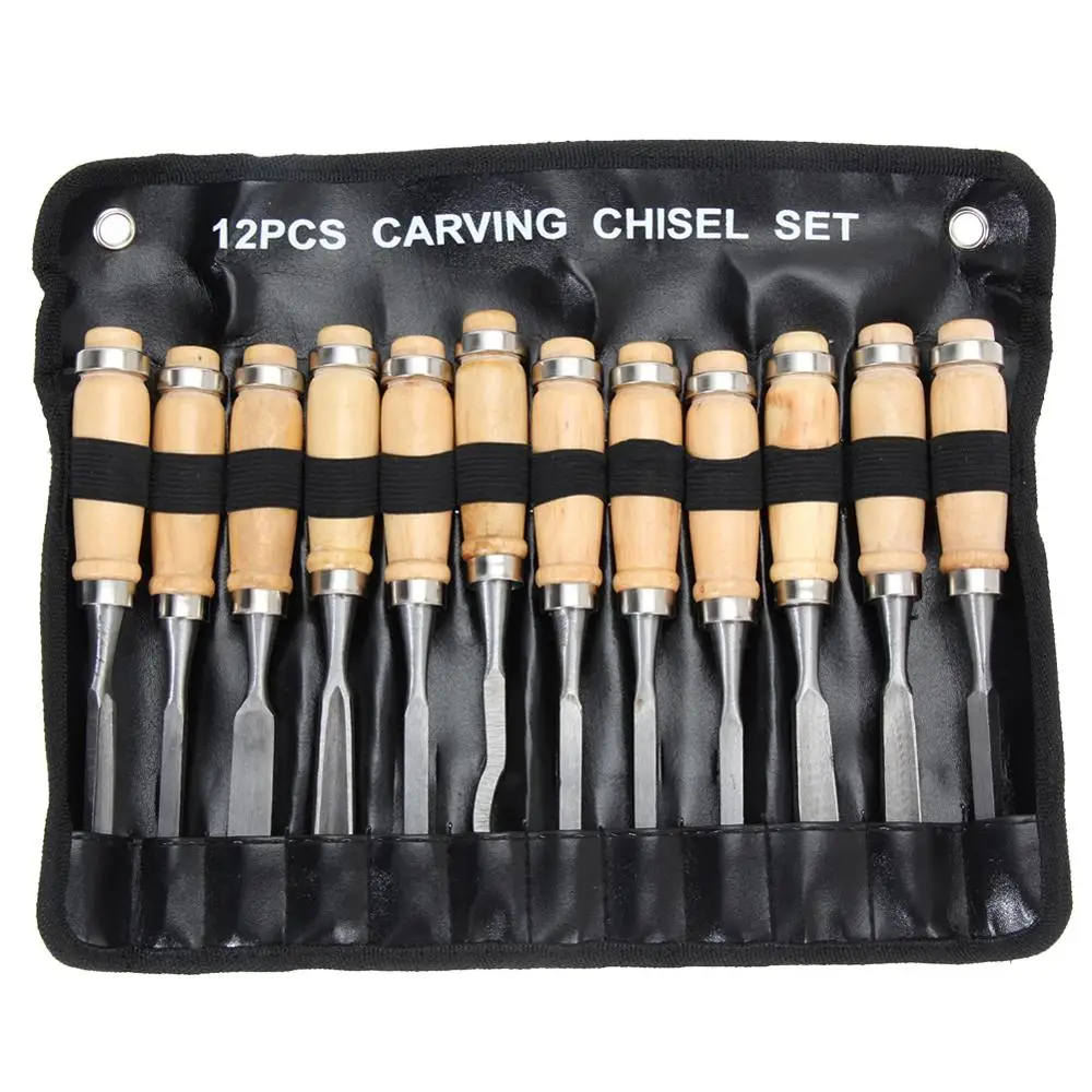 

Professional 6/12Pcs Manual Wood Carving Hand Chisel Tool Set Carpenters Woodworking Carving Chisel DIY Detailed Hand Tools