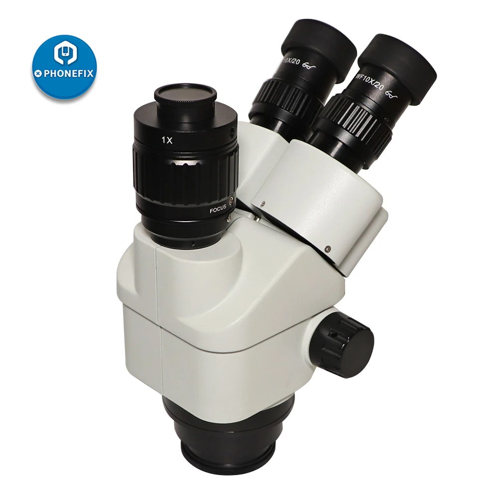 SZMN 7-45X Simul-focale microscopio Stereo trinoculare testa Zoom continuo WF10X/20 oculare obiettivo ausiliario 1.0X CTV Len