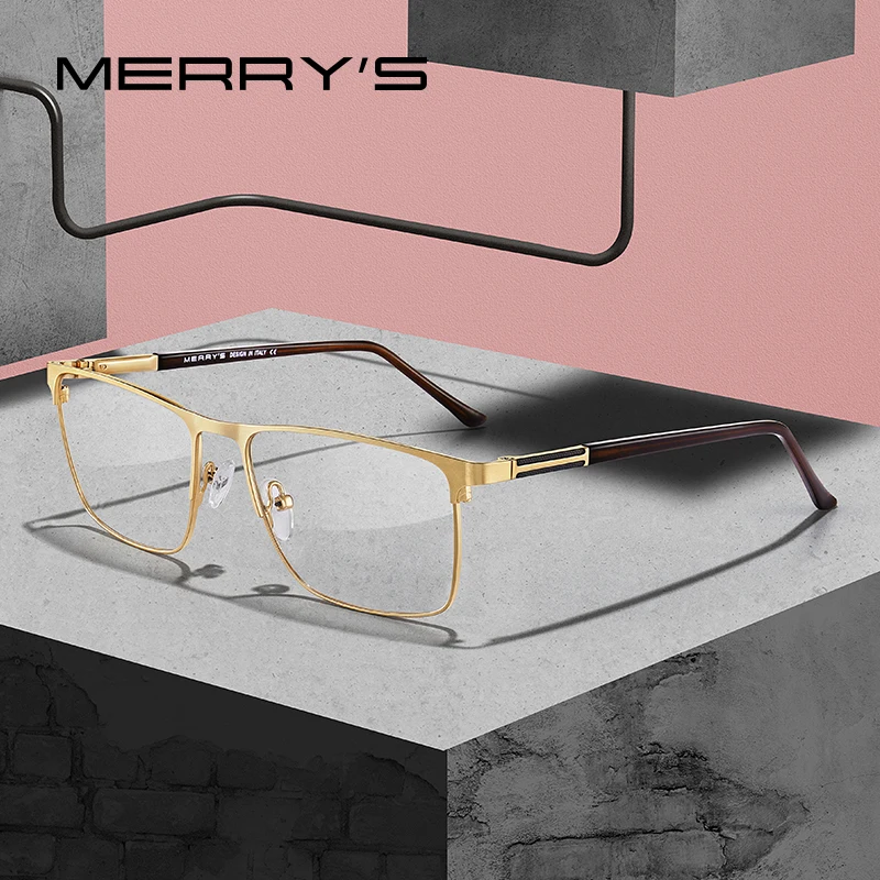 MERRYS DESIGN Men Luxury Titanium Alloy Optics Glasses Male Square Ultralight Eye Myopia Hyperopia Prescription Eyeglasses S2030