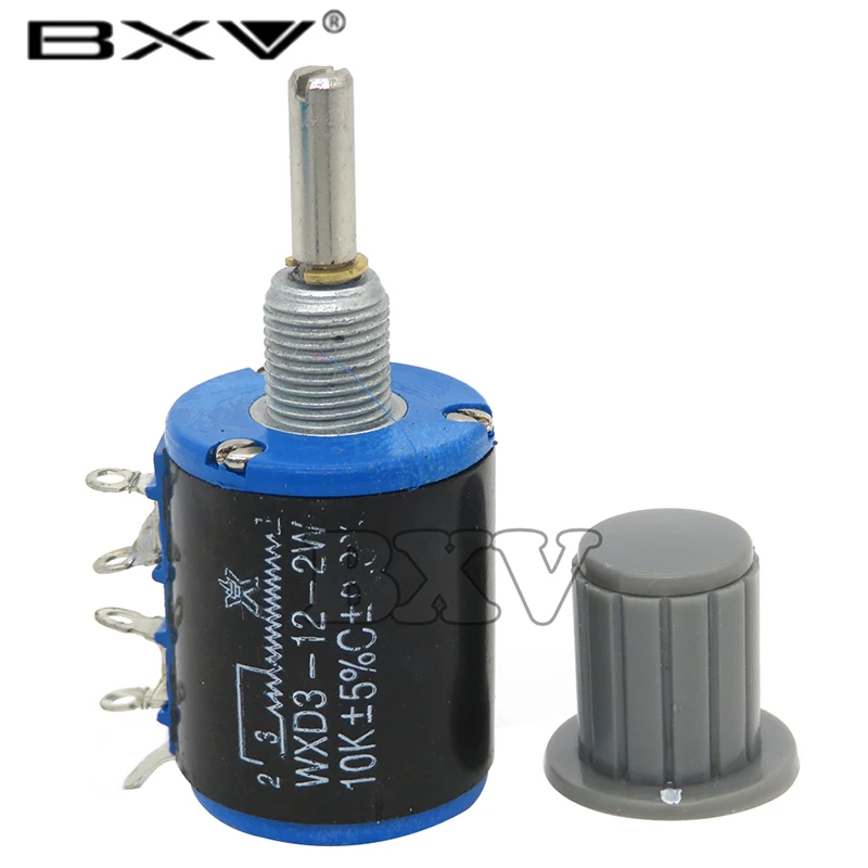1 conjunto = 1 pçs WXD3-12 1w 10k 4.7k 3.3k 2.2k 1k anel de resistência multi círculo precisão fio enrolado potenciômetro + 1pcs cinza botão