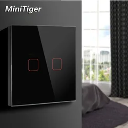 MiniTiger Touch Switch For LED Light Bulb AC 170-220V EU/UK Standard 3/2/1 Gang 1 Way Wall Touch Screen Switch Crystal Glass