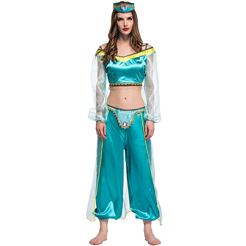 Halloween Women Princess Jasmine Costume Belly Dance Anime Aladdin Lamp Cosplay Role Playing Carnival Hen Party Fancy Dress