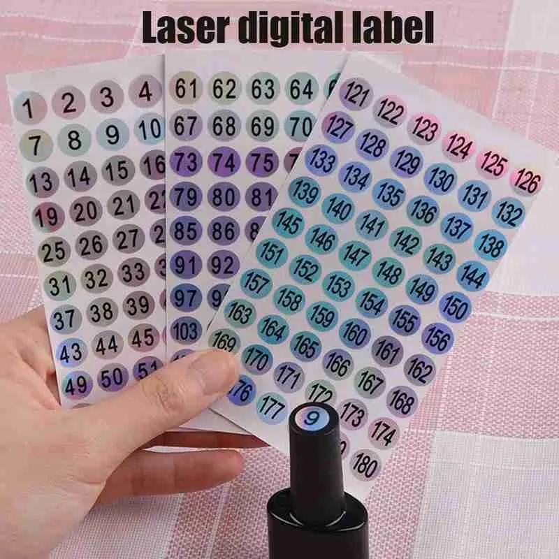 60pcs 1-180 Number Sticker Label For Nail Polish Color Gel Varnish Nails Marking Numbering Manicure Tool Digital Label Stickers