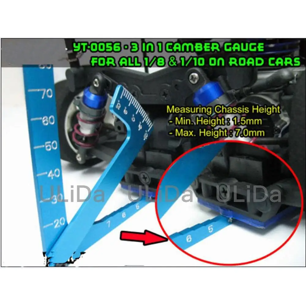 Yeah Racing 3 in 1 Camber Gauge For all 1:8 1:10 On Road RC Car Tools