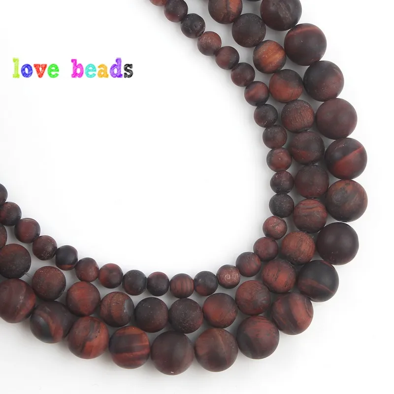 4/6/8/10/12MM Natural Stone Beads Matte Red Tiger Eye Round Beads for Jewelry Making DIY Bracelet Accessories Minerals Beads