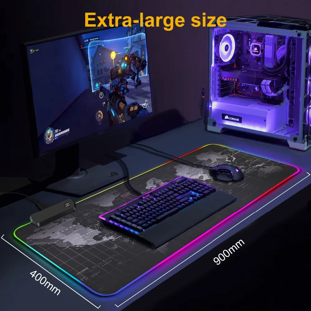 RGB Gaming Mat Mouse Pad XXL Gamer Large Desk Mat Backlit Mousepad Big Surface For The Mouse Carpet Computer Keyboard Mause Ped
