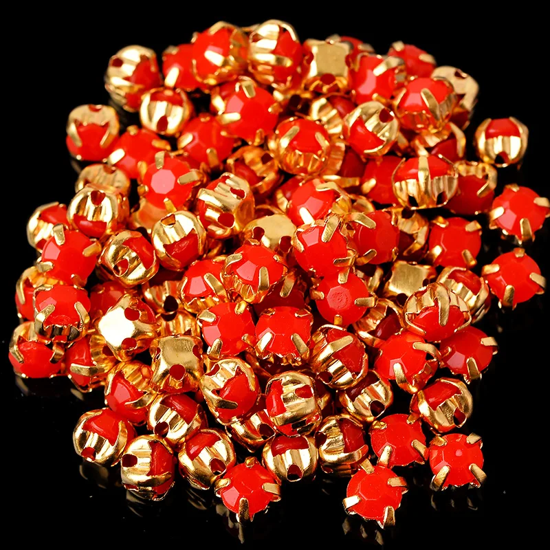 100pcs/Pack 4mm Gold 4 Claw Button Round Shapes Jelly Candy Color Sew On Resin Stones Rhinestones DIY Clothes &Accessories Parts