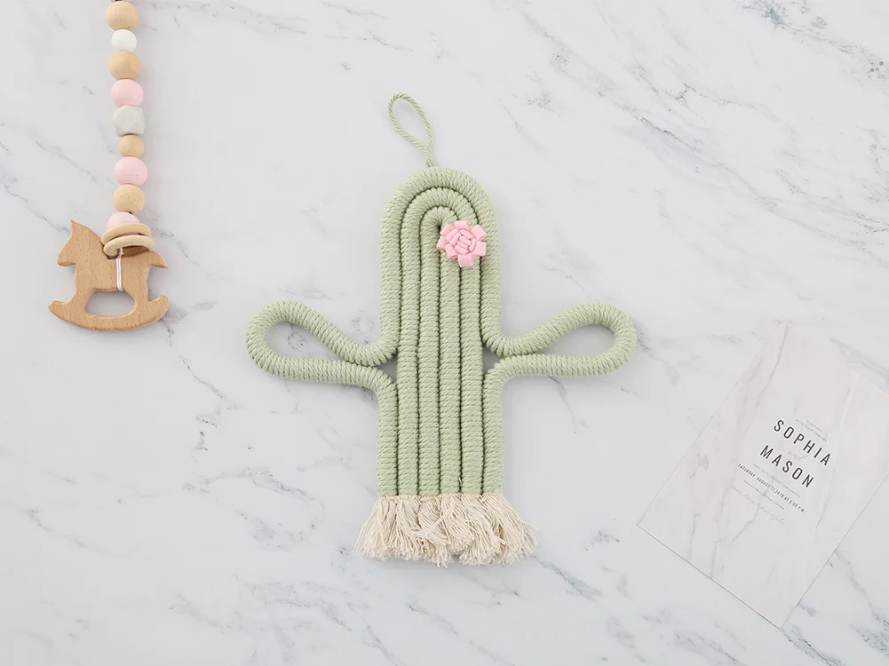 Ins Nordic Style Home Children's Nursery Room Home Decor Pendant Woven Cactus Pendant Girl Wall Decoration Pendant Soothing Toy