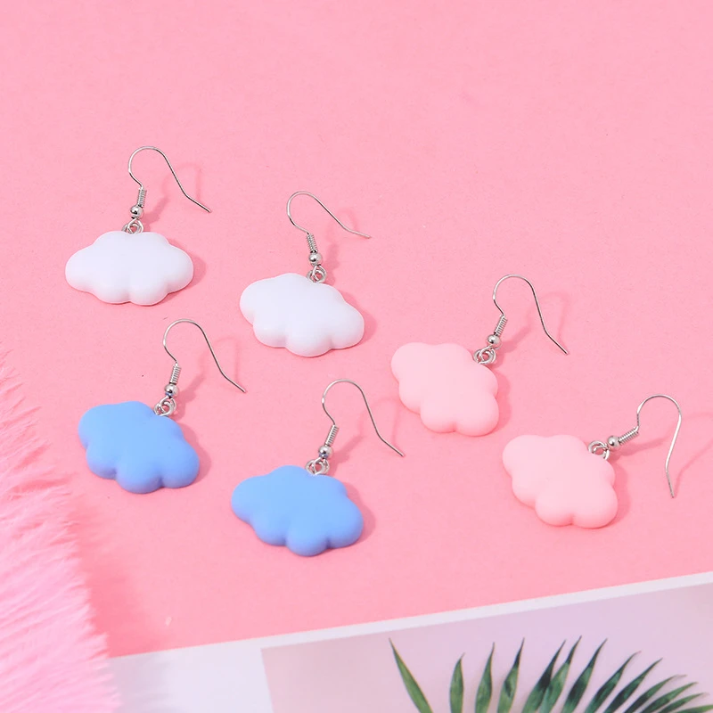 Fashion Cute Sweet Summer Candy Colour Resin Cloud Drop Earrings Punk Jewelry For Cool Women Girl Friendship Gifts