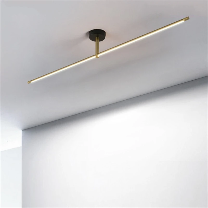 

Modern Minimalist Led Ceiling Lights Living Room Decoration Corridor Line Hanging Ceiling Lamp 60/80/100cm Golden Metal Fixtures