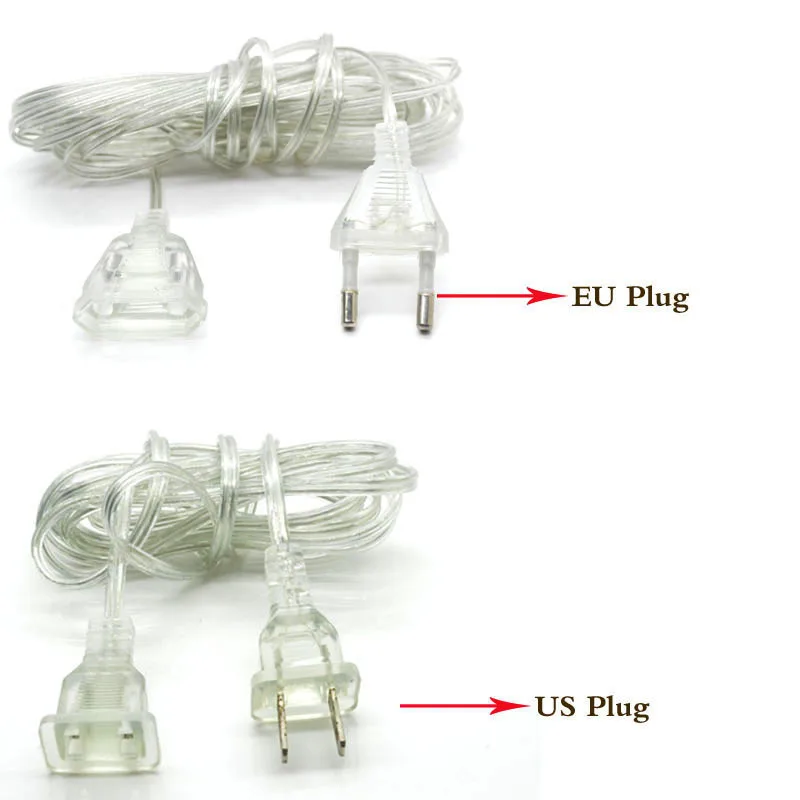 새로운 3m 플러그 익스텐더 와이어 연장 케이블 EU 미국 110V 220V 플러그 LED 문자열 빛 크리스마스 웨딩 파티 홈 인테리어에 대 한
