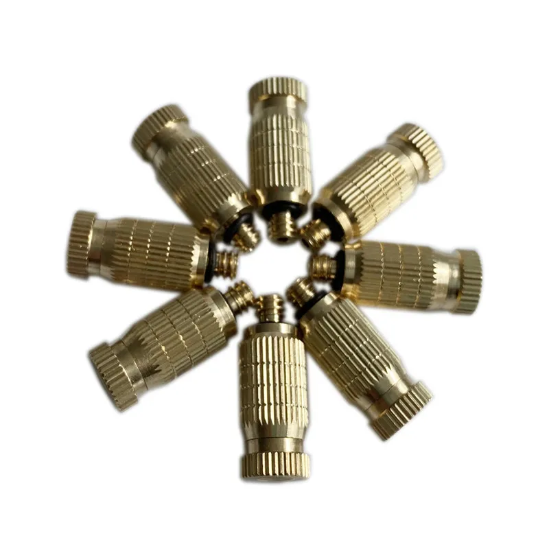 S364 High Quality 50pcs High Pressure Brass Fog Mist Nozzle Fogging Spray Head 10/24 Male Threaded 0.1-0.8mm Orifice Fog Nozzles