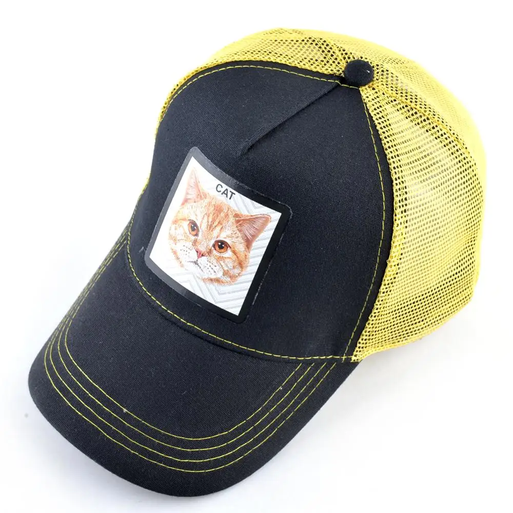 Snapback Mesh Hats Summer Simulation Embroidery Cat Patch Baseball Caps Women Outdoor Visor Baseball Hat Men Fashion Hip Hop Cap