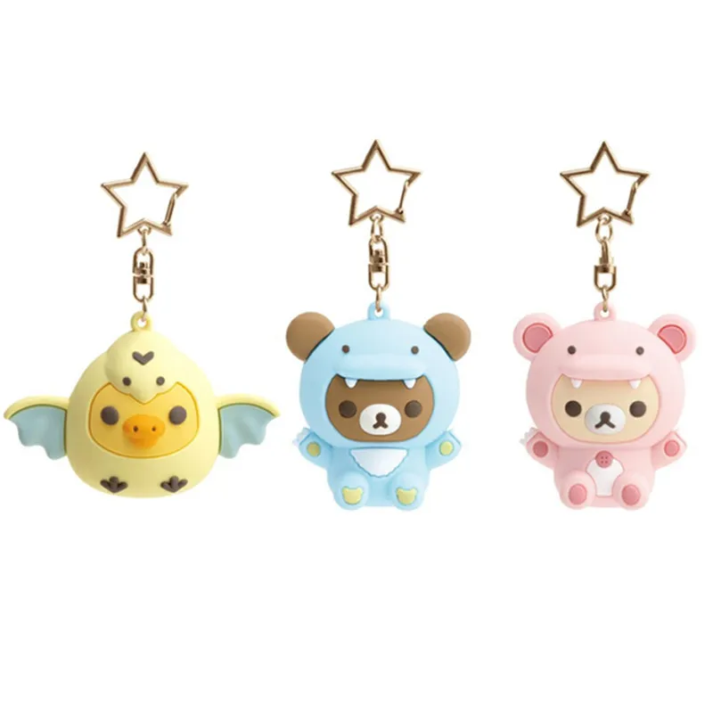 Cute Rilakkuma Keychain Kiiroitori Korilakkuma Bear Cosplay Dragon Key Chain Kids Toys for Girls Boys Children Small Gift