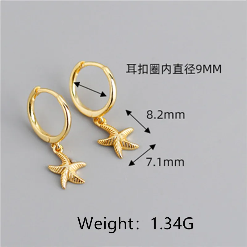 WANTME Fashion Beach Summer Starfish Hanging Stud Earrings for Women Real 100% 925 Sterling Silver Minimalist Bohemia Jewelry