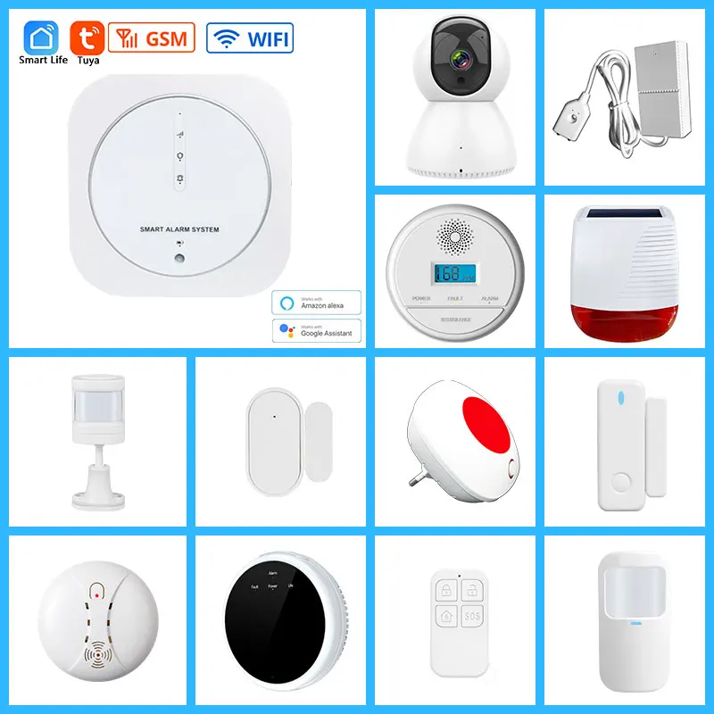 

Беспроводная система сигнализации Tuya Smart Security Home GSM Wifi G13, хост-система голосового управления, Подсказка сцены, сирена, дверной датчик, комплект системы сигнализации