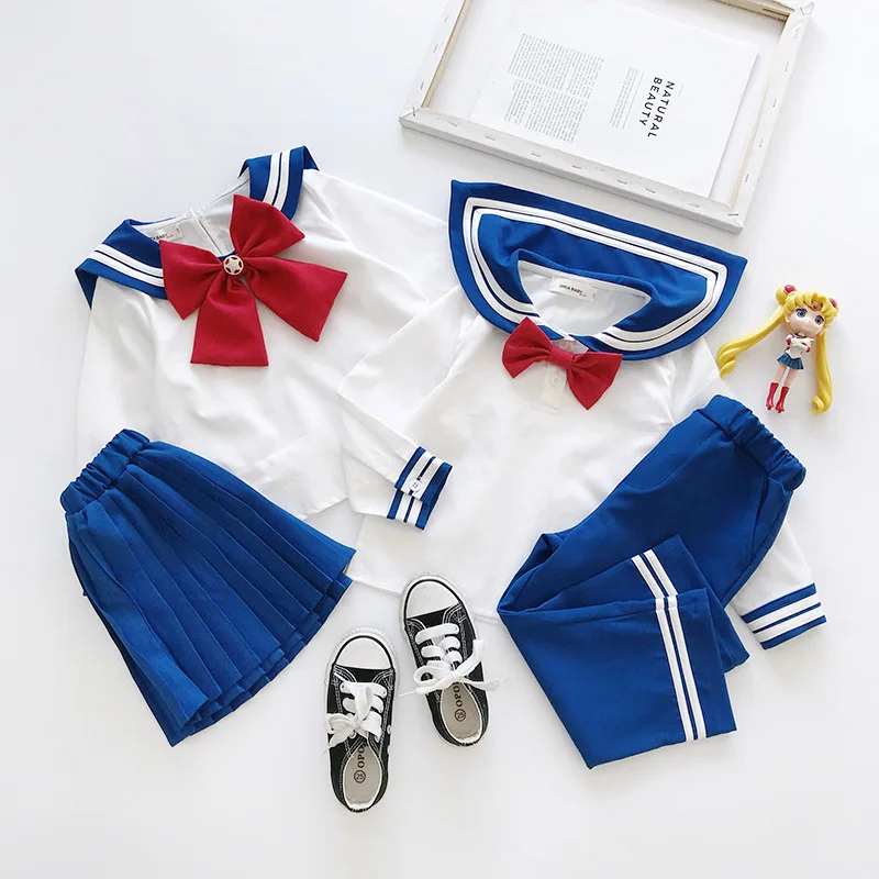 Hot New Fashion preppy style set for Girls and Boys Autumn and Spring Children\'s Sailor Moon Cosplay long sleeve set TZ041