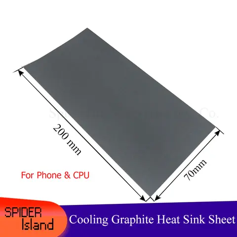 200mm x 70mm 검은 색 높은 전도도 실리콘 열 패드 방열판, CPU 냉각 패드 합성 흑연 냉각 필름 페이스트