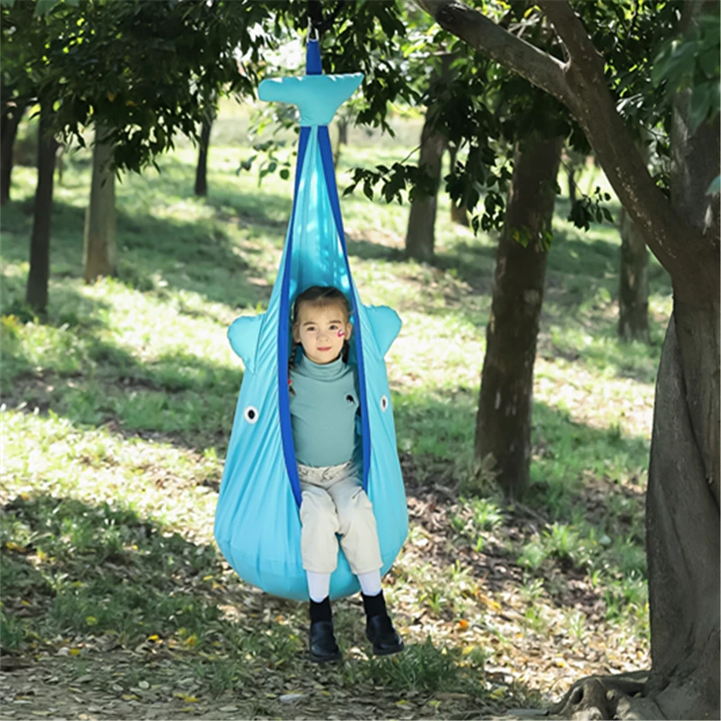 Kids Pod Swing Seat Comfortable Penguin-shaped Hammock Chair Durable Portable Decor for Indoor Outdoor with Inflatable Cushion