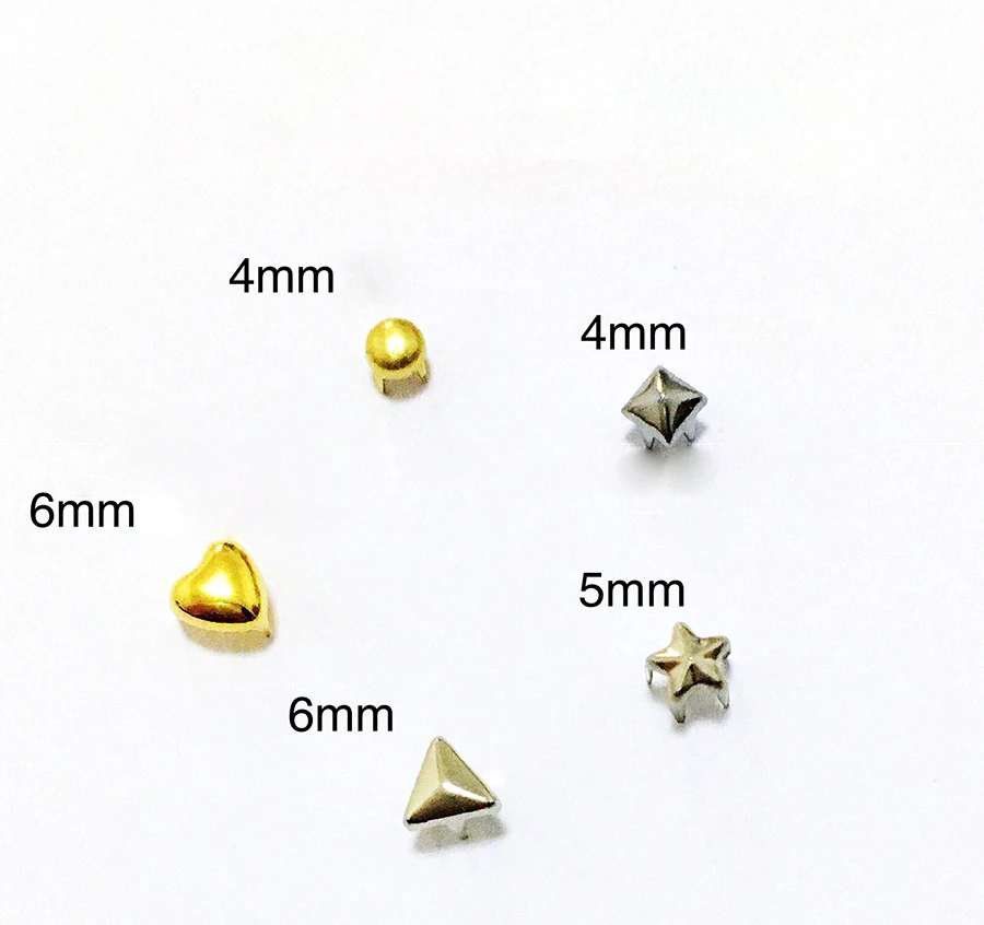 30PCS/lot Mini Dolls Clothes rivet 4MM/5MM/6MM round Star Shape claw hammer for DIY Making Dolls Clothes Accessories