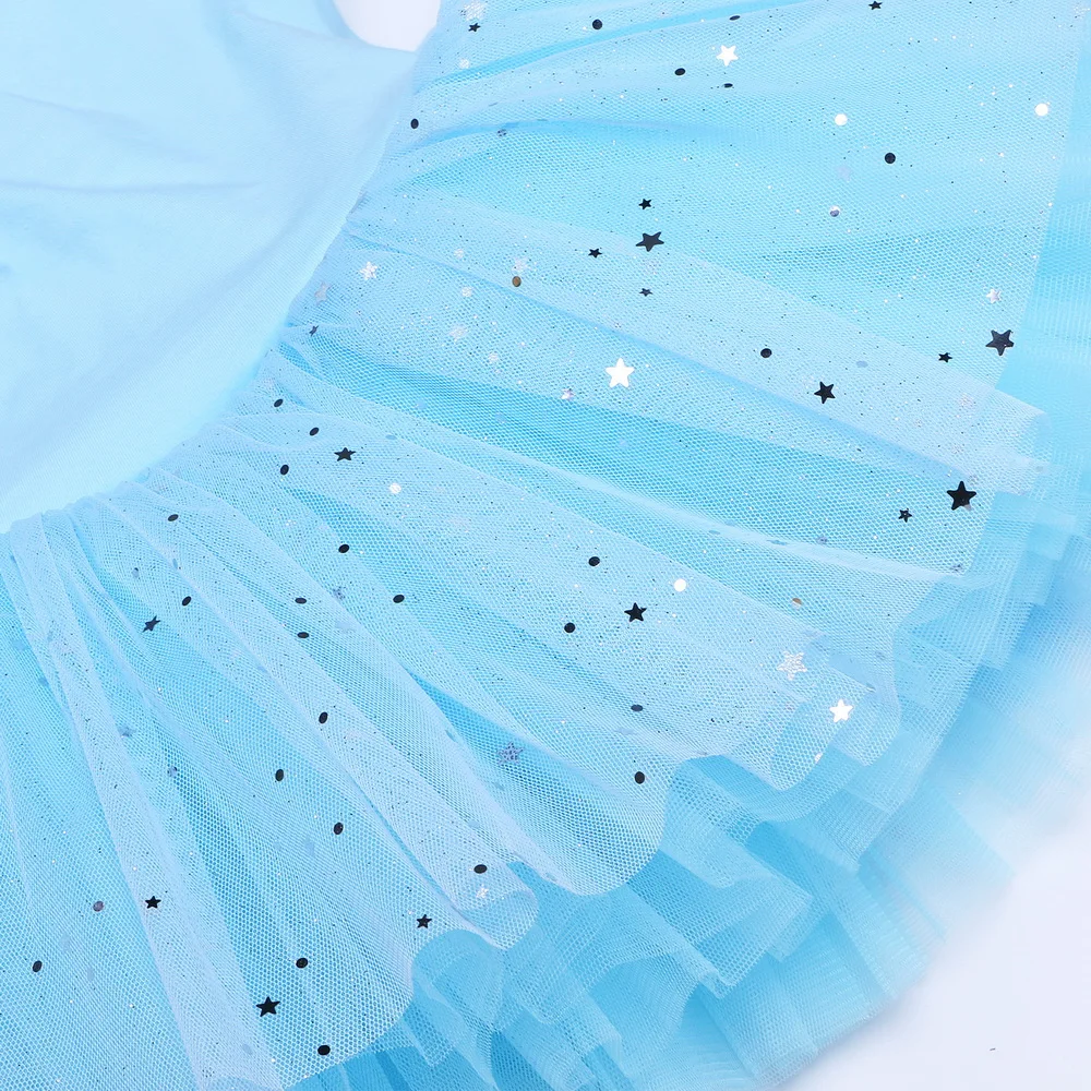 BAOHULU Girls Butterflies Ballet Dress Sky Blue White Tulle Dance Costumes Butterfly Cuff Girls Dancer Performance Dance Wear