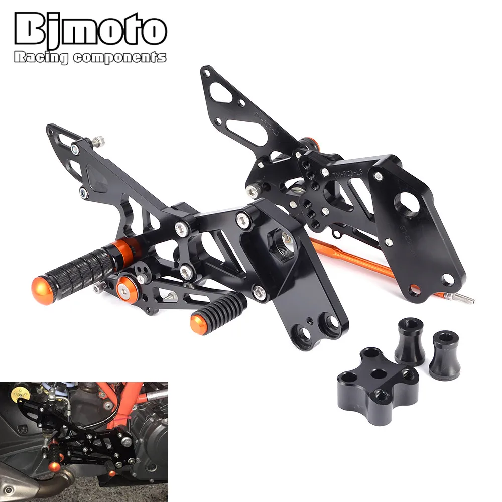 BJMOTO CNC Adjustable Footrest Motorcycle Rearset Footpegs For RC125 RC200 RC390 2014 2015 2016 2017 2018 2019