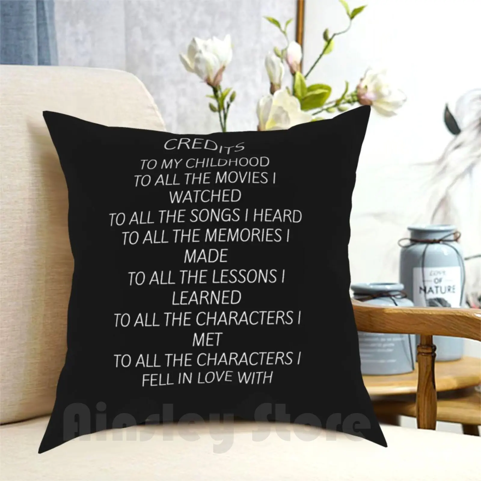 Credits Pillow Case Printed Home Soft DIY Pillow cover Movie Movies Tv Childhood Movies Childhood Movie Childhood Quote