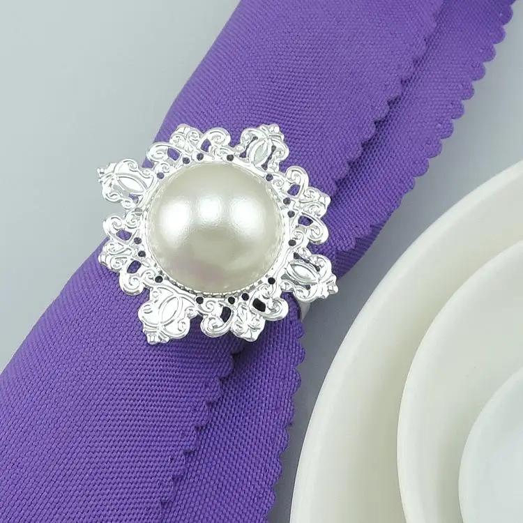 

Hot selling New Napkin Rings White pearl Napkin Rings holder for Hotel Wedding Banquet Table Decoration Accessories