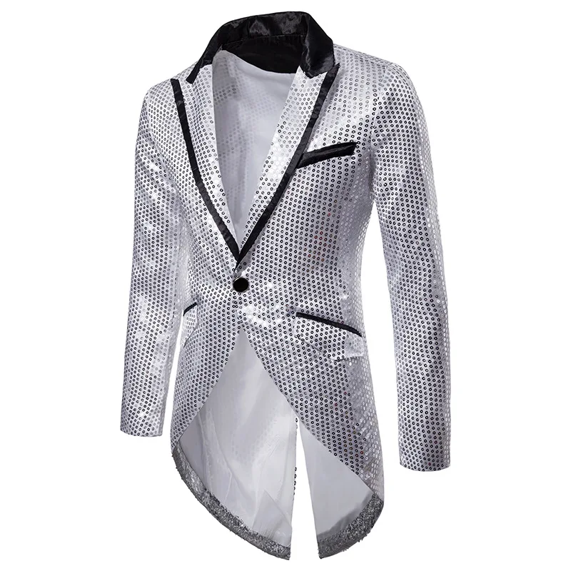 Mannen Shiny Gold Sequin Glitter Verfraaid Blazer Jas Mannen Nachtclub Blazer Wieden Party Jasje Stadium Zangers Kleding