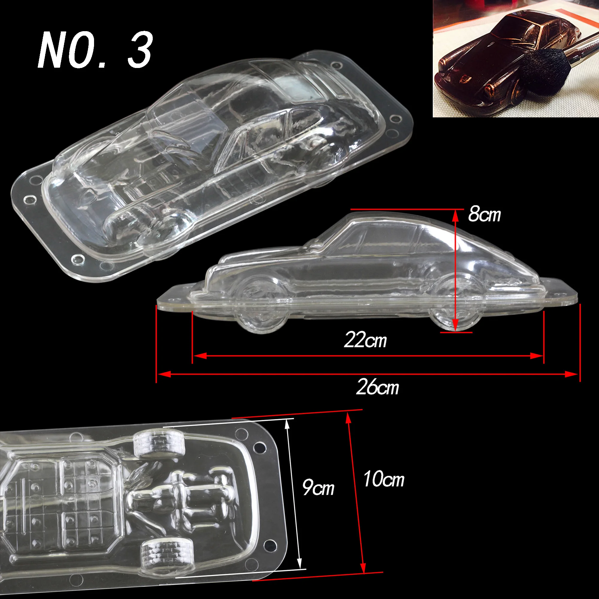 3D car shape  Polycarbonate Chocolate Moulds Chocolate Candy Bars Molds Tray Polycarbonate Plastic Form Flowers Baking Pastry Ba