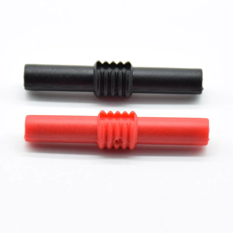 2Pcs Extension Insulated Banana Plug Connector Coupler PVC Black+Red 4mm Banana Jack Socket  Female to Female Adapter red black